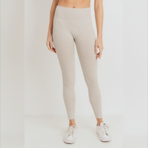 Ribbed Track Seamless Melange Highwaist Leggings - Picture 2 of 8